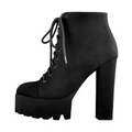 Onlymaker Women Platform Lace Up Ankle Boots Yellow Strappy Round Toe Chunky High Heel  Gift Booties