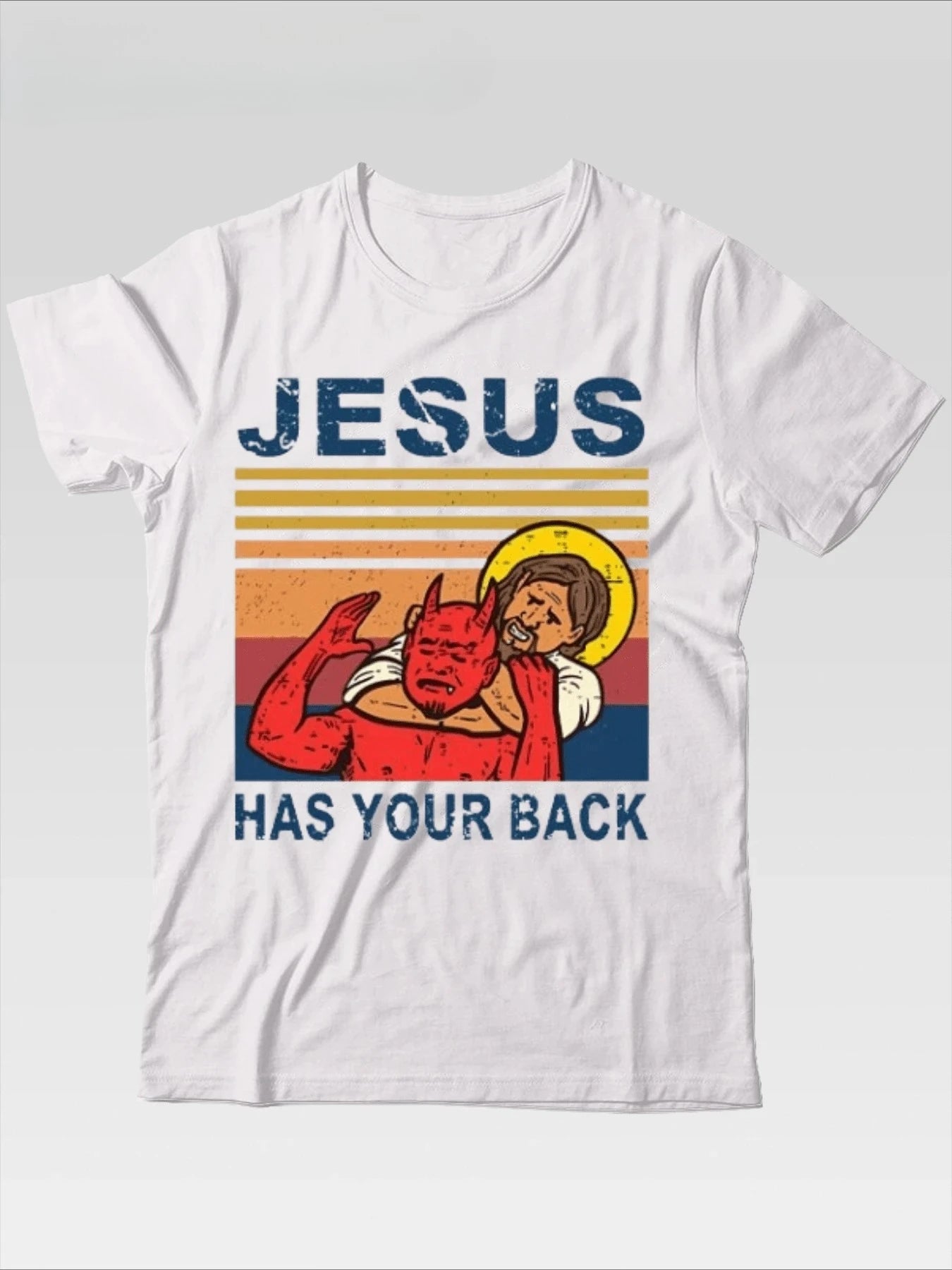 2026Best Selling Fashion Summer Jesus Has Your Back Jiu Jitsu Retro Christian Men Men T Shirts Cotton T Shirt Street Men T-shirt