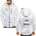 Men's Hooded Jacket with Pocket Zipper, Customized Image Text with Personalized Logo, Casual Sports Streetwear, Men's Wool Sweat