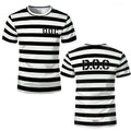 2026 New Prisoner Striped T-Shirt Black White Prison Theme Fun And Novel Short Sleeve Men's And Women's Party Cosplay Costumes