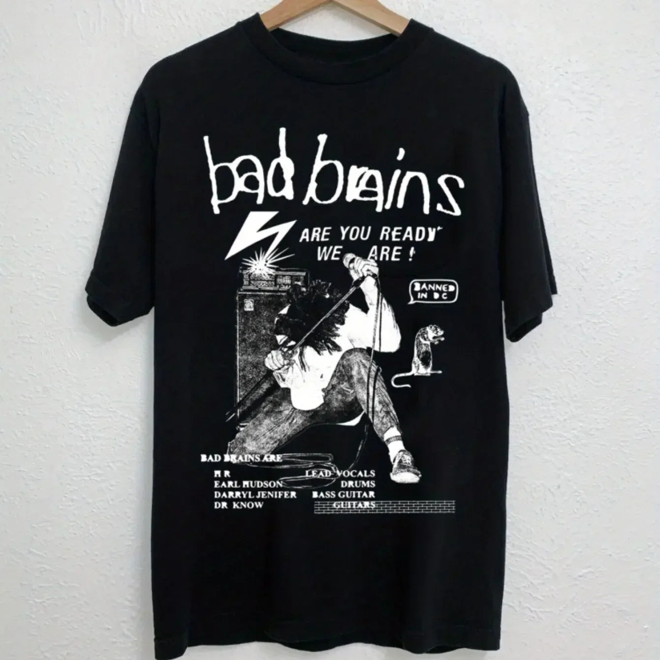 Bad Brains Band Graphic Tee 100% Cotton Soft Comfortable Black Short Sleeve Shirt with Concert Dates Design Casual Crew Neck