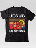 2026Best Selling Fashion Summer Jesus Has Your Back Jiu Jitsu Retro Christian Men Men T Shirts Cotton T Shirt Street Men T-shirt