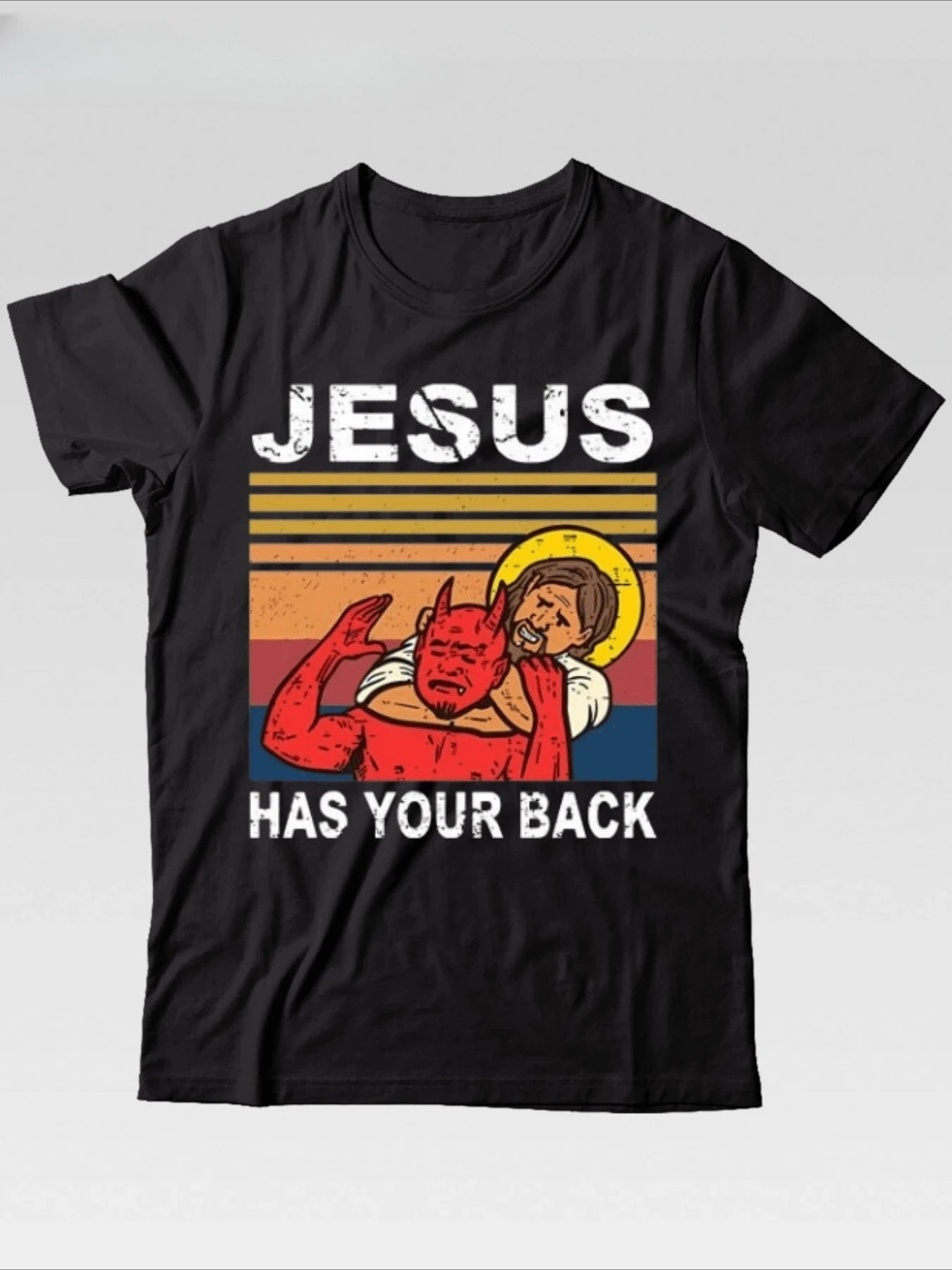 2026Best Selling Fashion Summer Jesus Has Your Back Jiu Jitsu Retro Christian Men Men T Shirts Cotton T Shirt Street Men T-shirt