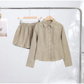 Loose Plaid Women's Shorts Set Casual Lapel Single Breasted Shirt Bubble Short Pants Outfit Female 2026 Spring Woman Streetwear