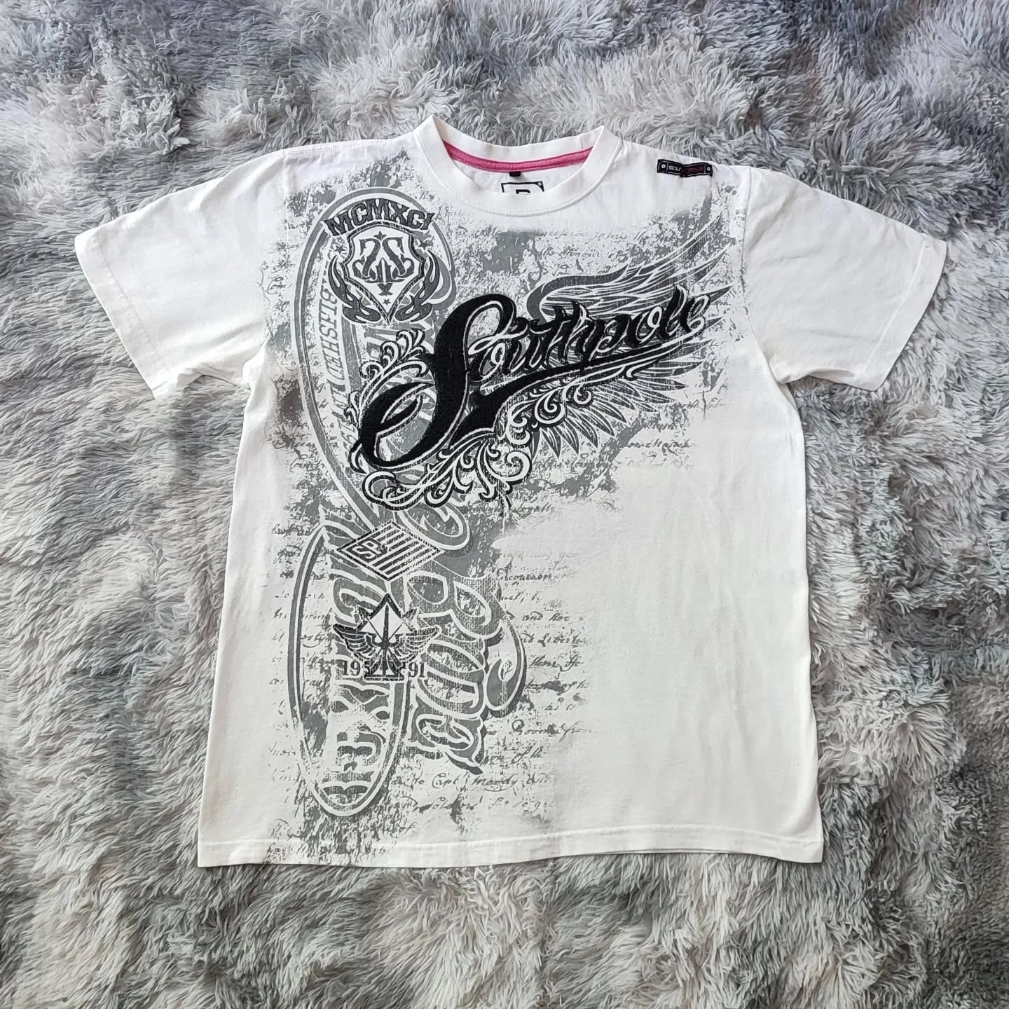 Street Style Southpole Mens Gothic Dark Theme Vintage Grunge Fashion Short Sleeves Oversized Print Comfort Baggy Fit Men Women