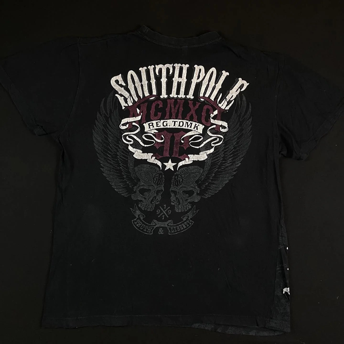 Street Style Southpole Mens Gothic Dark Theme Vintage Grunge Fashion Short Sleeves Oversized Print Comfort Baggy Fit Men Women