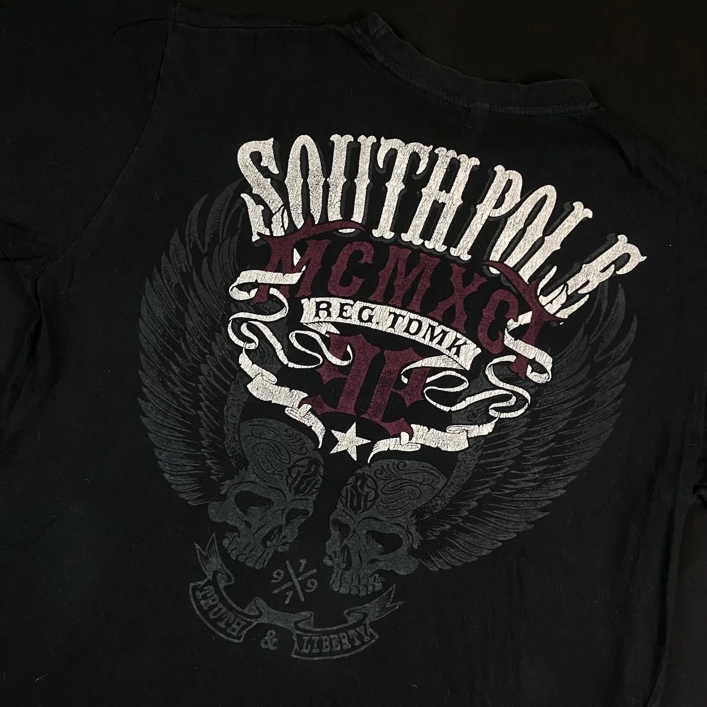 Street Style Southpole Mens Gothic Dark Theme Vintage Grunge Fashion Short Sleeves Oversized Print Comfort Baggy Fit Men Women