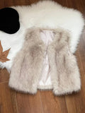 Faux fur women's autumn/winter fashion open puffy vest jacket