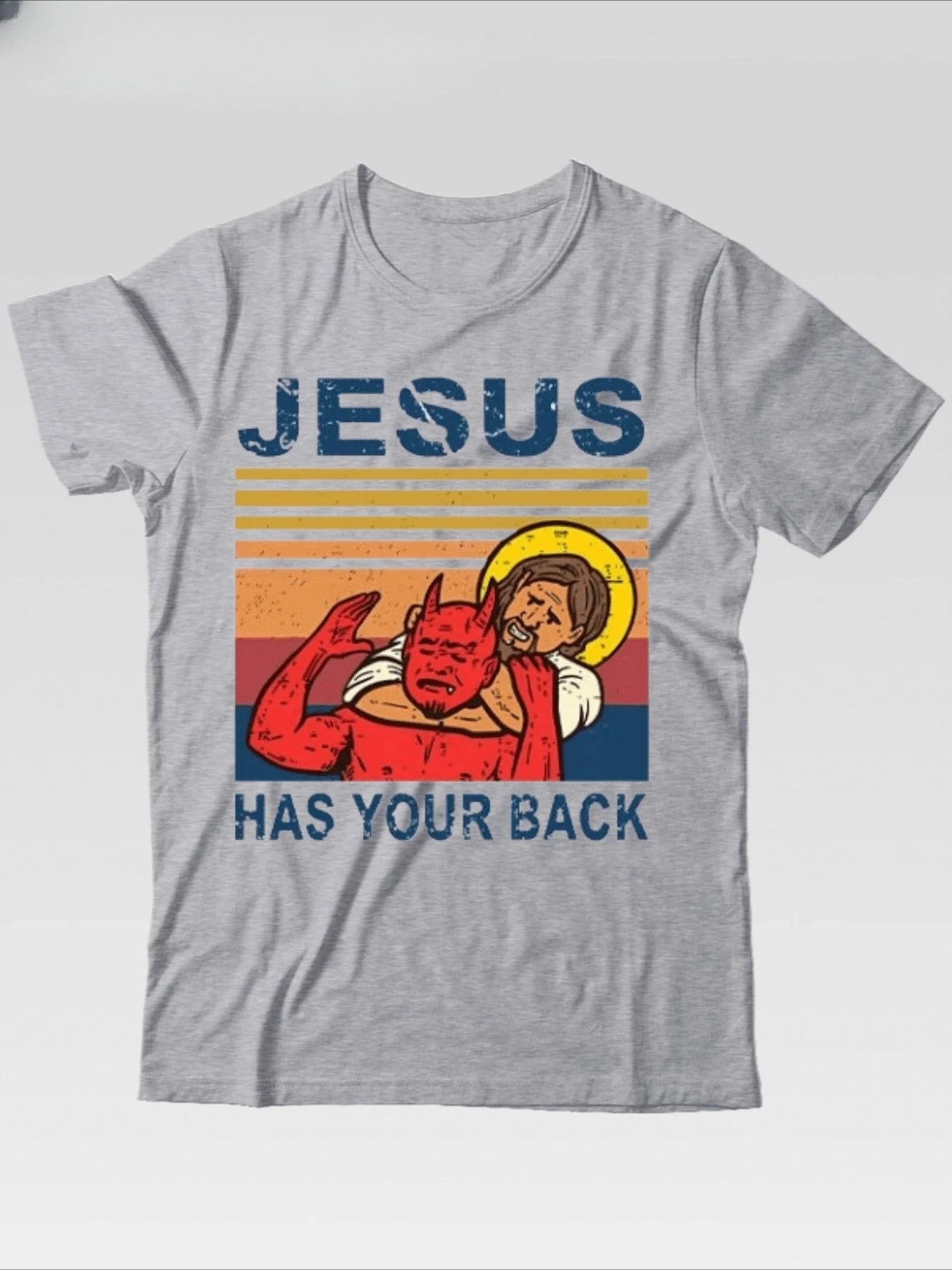 2026Best Selling Fashion Summer Jesus Has Your Back Jiu Jitsu Retro Christian Men Men T Shirts Cotton T Shirt Street Men T-shirt