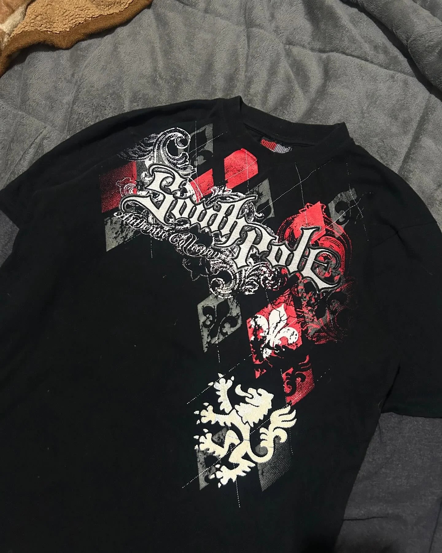 Street Style Southpole Mens Gothic Dark Theme Vintage Grunge Fashion Short Sleeves Oversized Print Comfort Baggy Fit Men Women