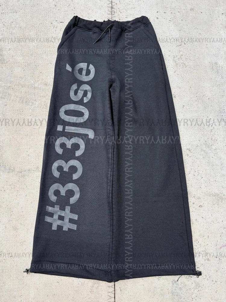 Hip-hop punk chic letter print women's trousers rock sexy Y2K Harajuku aesthetic American retro street loose versatile trousers