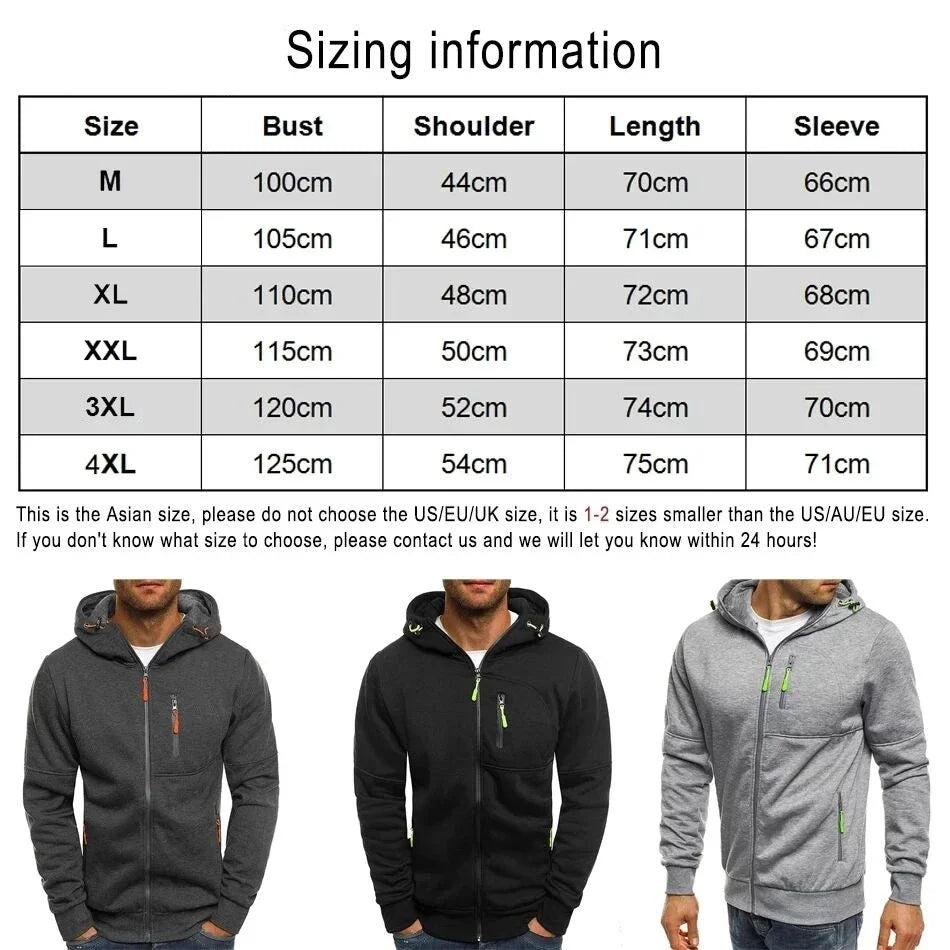 Men's Hooded Jacket with Pocket Zipper, Customized Image Text with Personalized Logo, Casual Sports Streetwear, Men's Wool Sweat