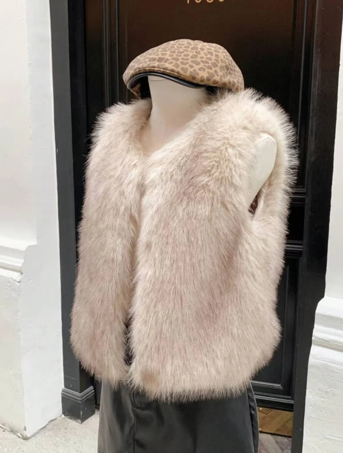 Faux fur women's autumn/winter fashion open puffy vest jacket