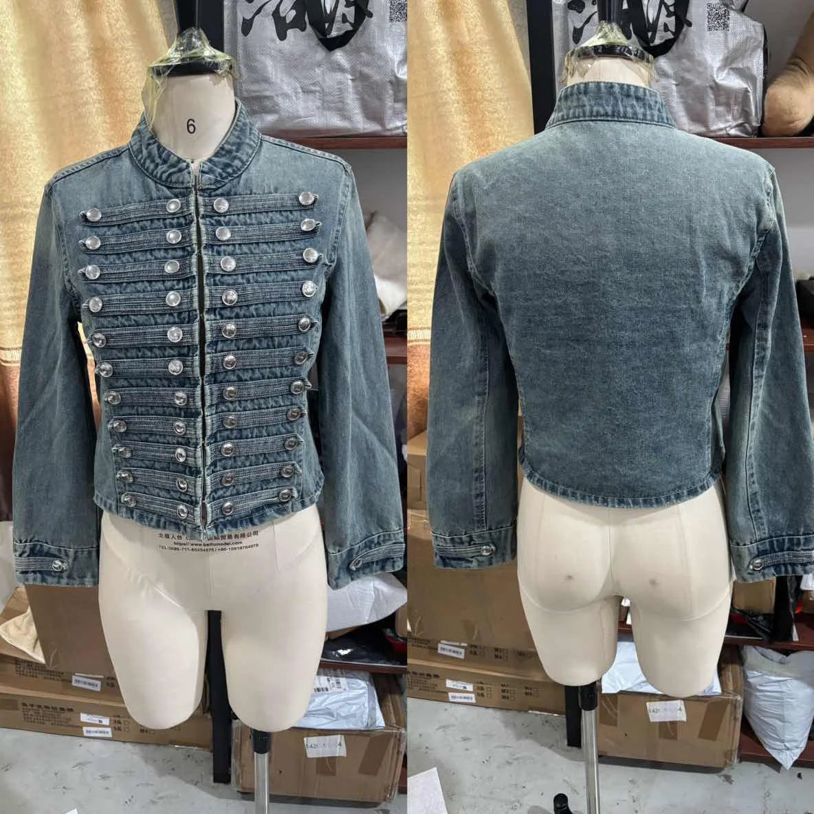 Retro Women Short Set Denim Cropped Metal Buttons Jacket Low Rise Denim Shorts High Street Casual Spring Two Piece Set For Lady